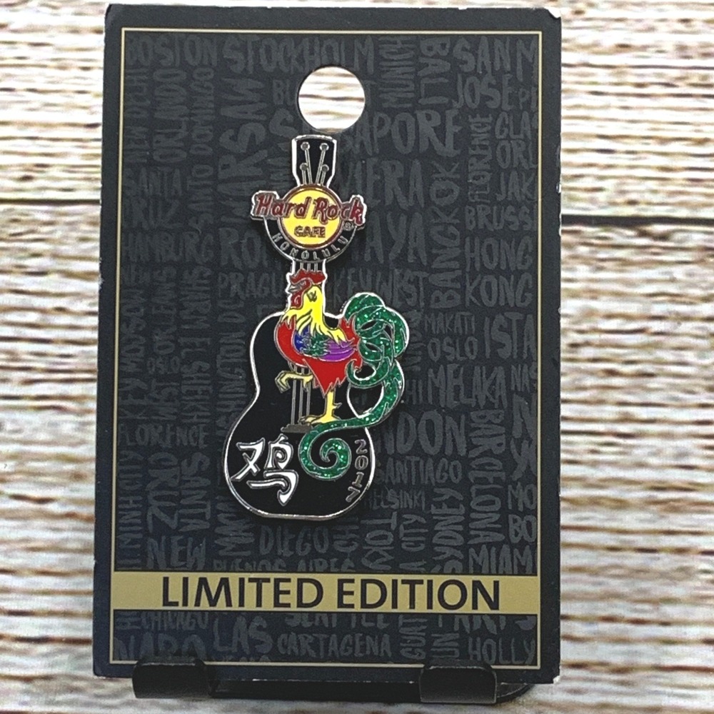 Hard Rock Cafe Honolulu 2017 Rooster Year‎ of the Chicken Guitar Pin
